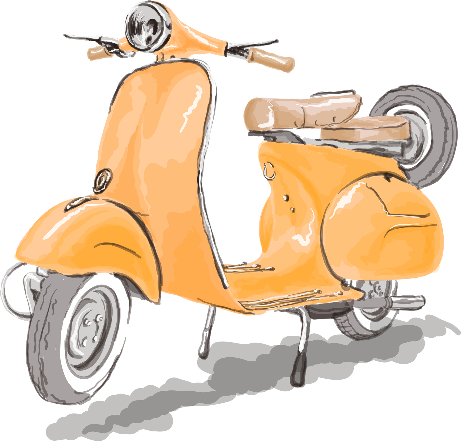 Watercolor Vespa Scooter